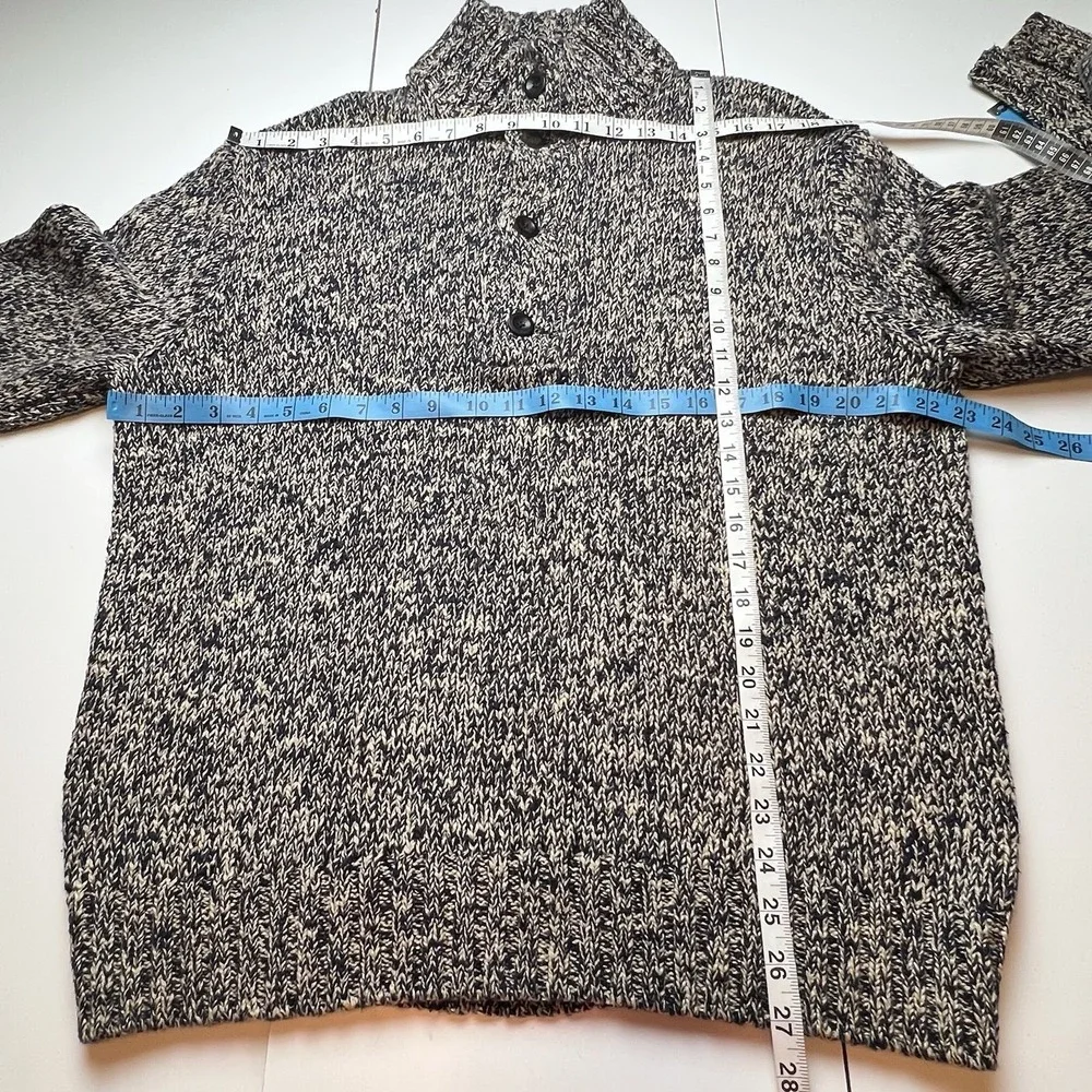 Polo By  Ralph Lauren Men's Blue/Beige Henley Style Heavy Cotton Sweater Size XL